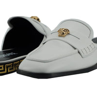 Versace Elegant White Leather Flat Slides