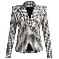 Blazer Quadrillé Gris Style Work Boutons Lion - Paris Deluxe