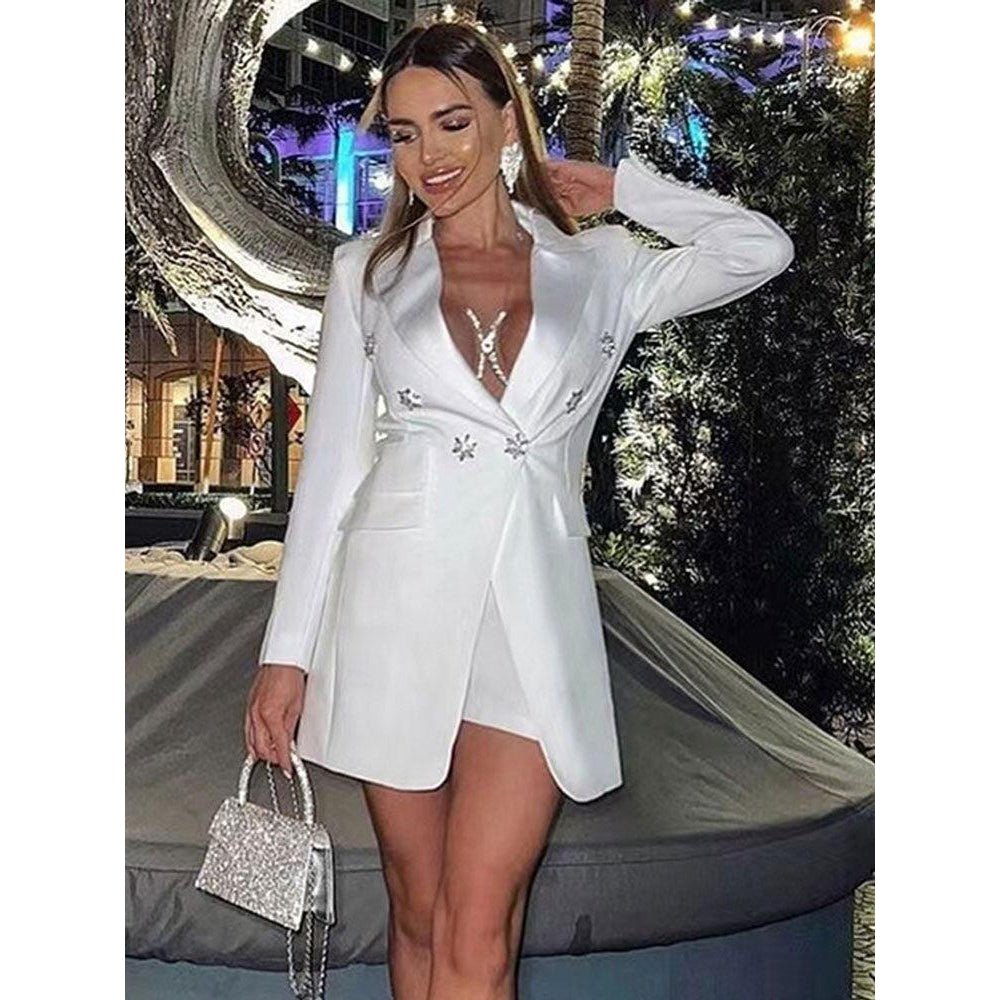 Blazer Robe double Boutonnage Diamants Col Châle - Paris Deluxe