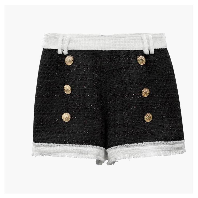Deux Pièces Gris Short &amp; Cardigan Gris &amp; Boutons Dorés - Paris Deluxe