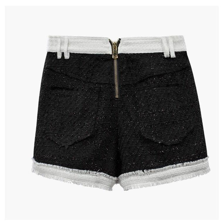 Deux Pièces Gris Short &amp; Cardigan Gris &amp; Boutons Dorés - Paris Deluxe