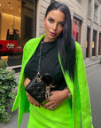 Deux Pièces Vert Fluo Mini Jupe & Blazer Look New York 2022 - Paris Deluxe