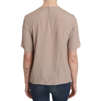 Dolce & Gabbana Beige Crew Neck Short Sleeve Blouse - Paris Deluxe