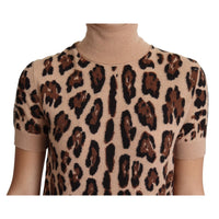 Dolce & Gabbana Beige Leopard Cashmere Print Turtleneck Top - Paris Deluxe