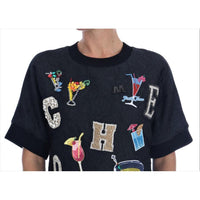 Dolce & Gabbana Black Brocade Cocktail Crystal Sweater - Paris Deluxe