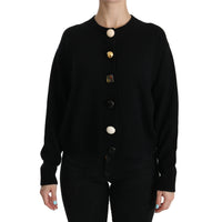 Dolce & Gabbana Black Button Embellished Cardigan Sweater - Paris Deluxe