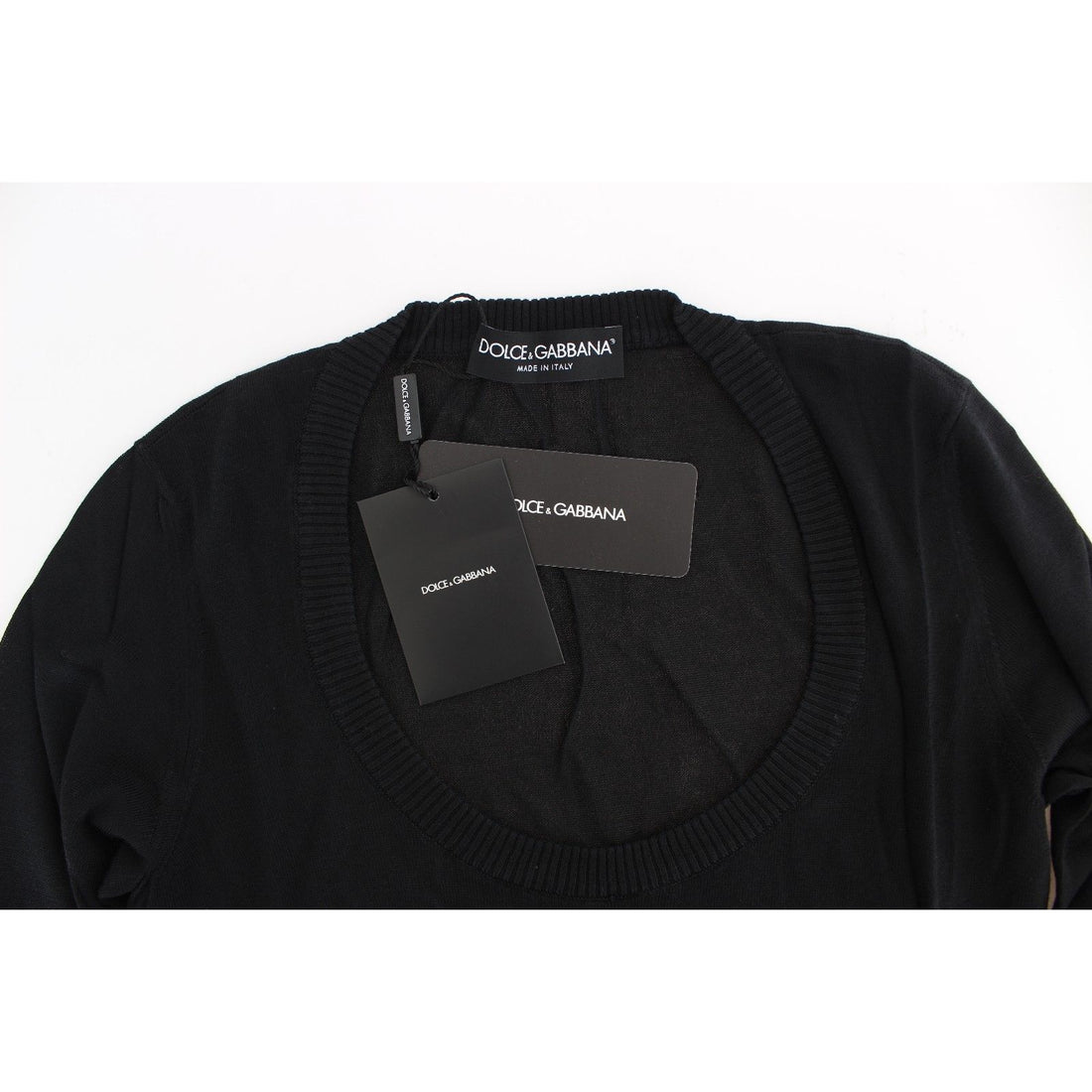 Dolce & Gabbana Black Cashmere Crewneck Sweater Pullover - Paris Deluxe