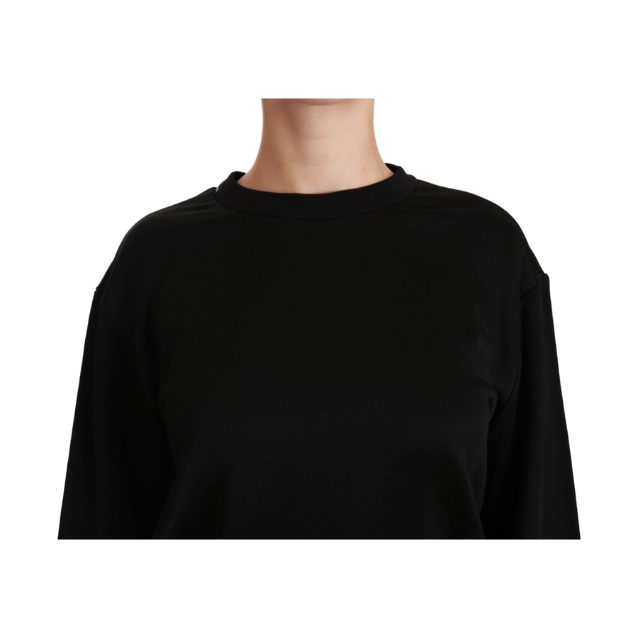 Dolce & Gabbana Elegant Black Cotton Crew Neck Pullover Sweater