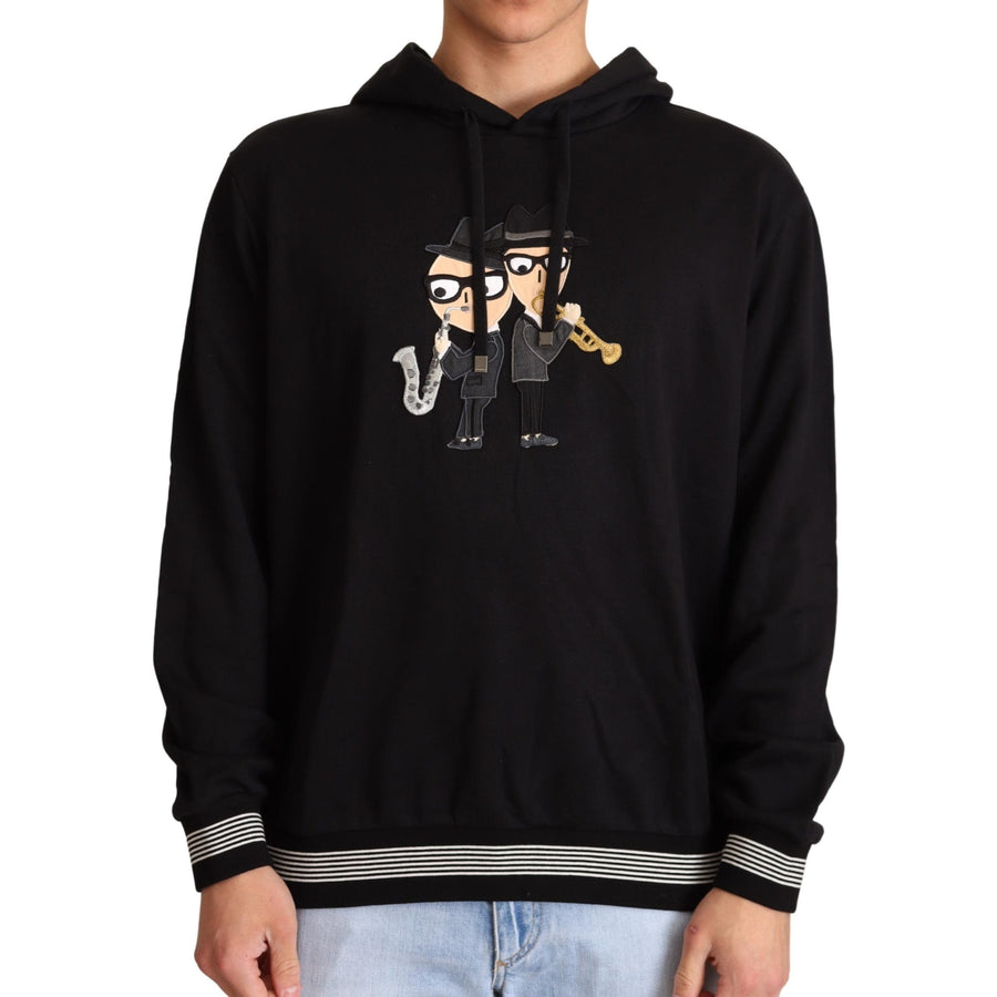 Dolce & Gabbana Elegant Embroidered Black Cotton Sweater