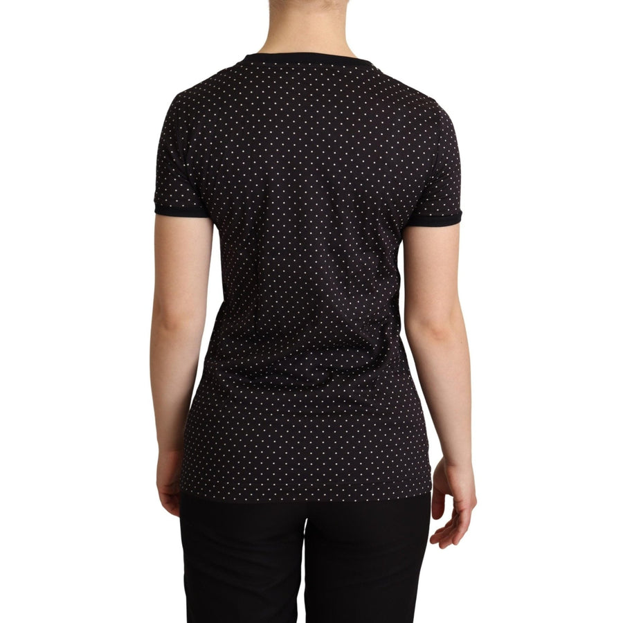 Dolce & Gabbana Polka Dotted Black Short Sleeve Crewneck Top