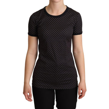 Dolce & Gabbana Polka Dotted Black Short Sleeve Crewneck Top