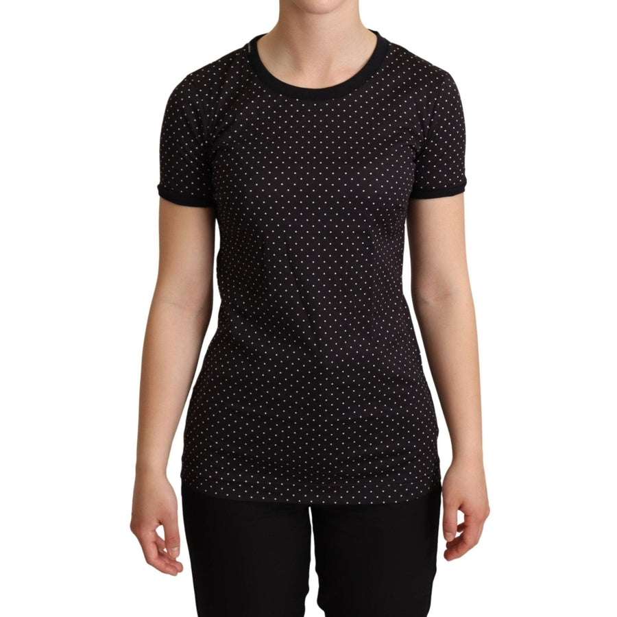 Dolce & Gabbana Polka Dotted Black Short Sleeve Crewneck Top