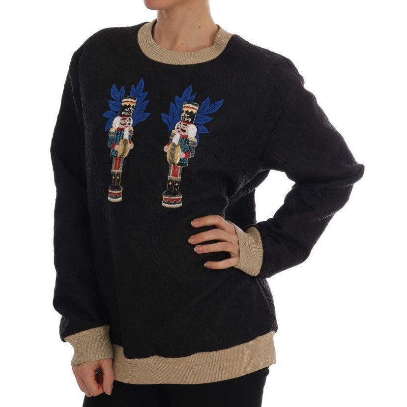 Dolce & Gabbana Black Fairy Tale Brocade Zipper Sweater - Paris Deluxe