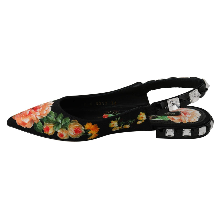 Dolce & Gabbana Elegant Crystal-Embellished Floral Flats