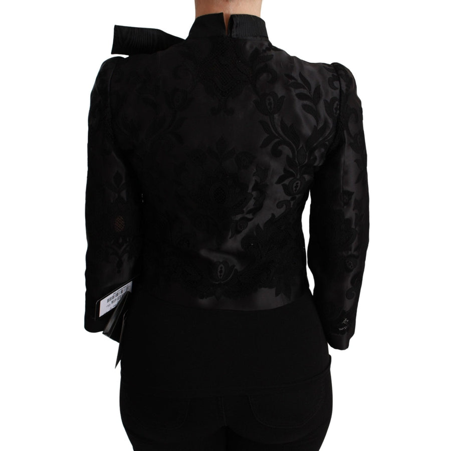 Dolce & Gabbana Black Floral Jacquard Blazer Silk Jacket - Paris Deluxe