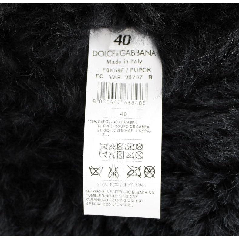 Dolce & Gabbana Black Goat Fur Shearling Long Jacket Coat - Paris Deluxe