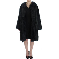 Dolce & Gabbana Black Goat Fur Shearling Long Jacket Coat - Paris Deluxe