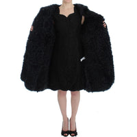 Dolce & Gabbana Black Goat Fur Shearling Long Jacket Coat - Paris Deluxe