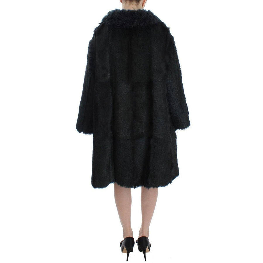 Dolce & Gabbana Black Goat Fur Shearling Long Jacket Coat - Paris Deluxe