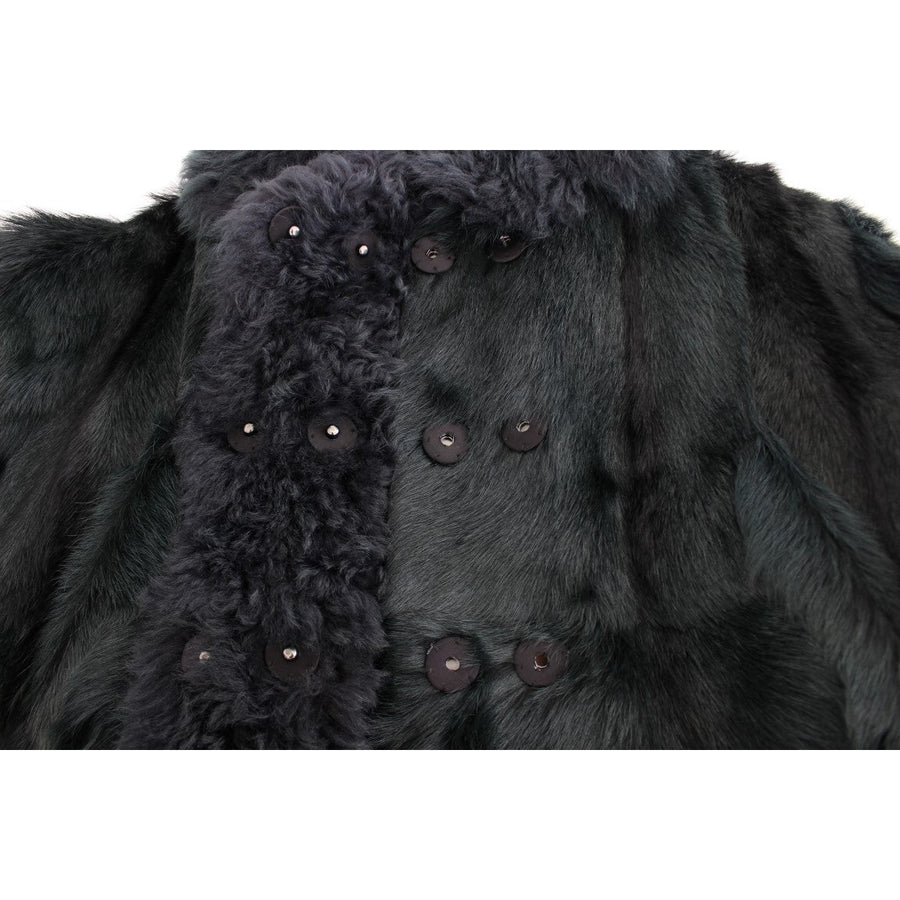 Dolce & Gabbana Black Goat Fur Shearling Long Jacket Coat - Paris Deluxe