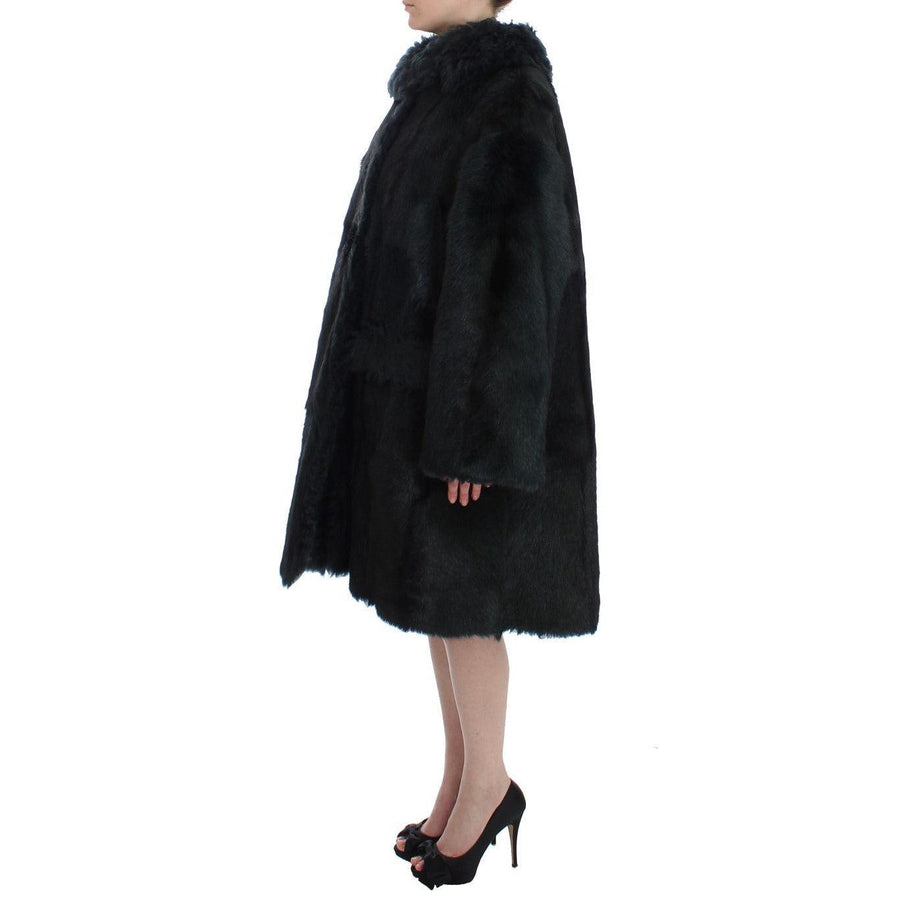 Dolce & Gabbana Black Goat Fur Shearling Long Jacket Coat - Paris Deluxe