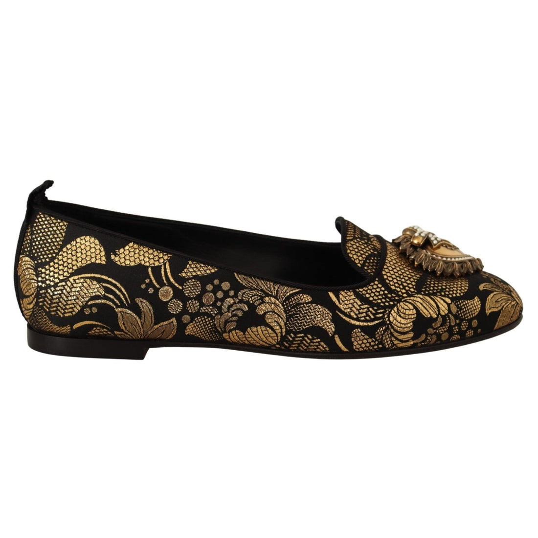 Dolce & Gabbana Elegant Leather Heart Embellished Flats