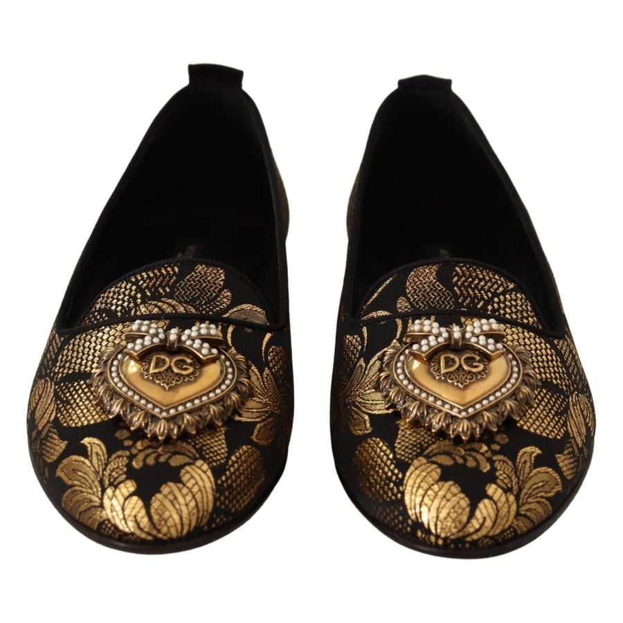 Dolce & Gabbana Elegant Leather Heart Embellished Flats