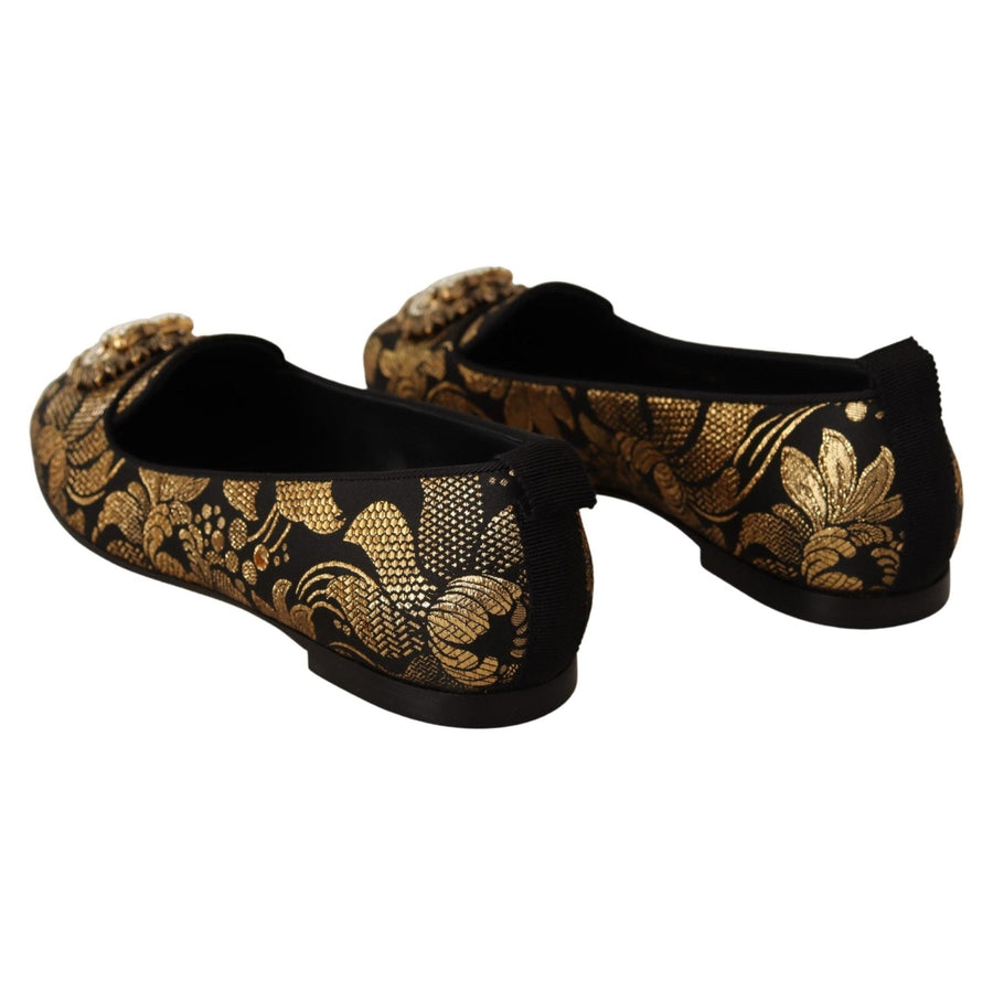 Dolce & Gabbana Elegant Leather Heart Embellished Flats