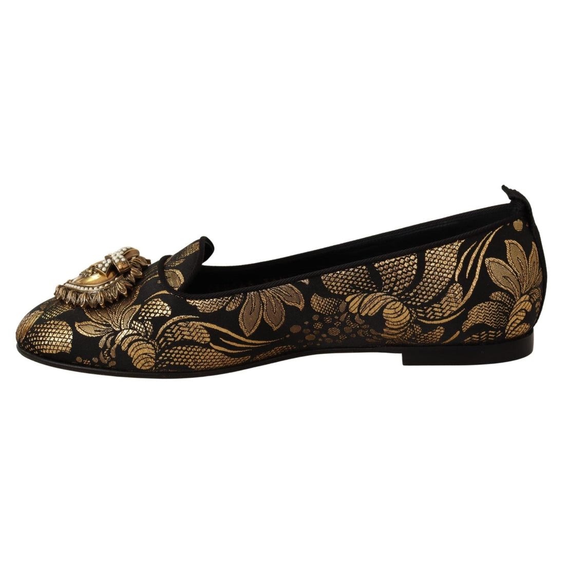 Dolce & Gabbana Elegant Leather Heart Embellished Flats