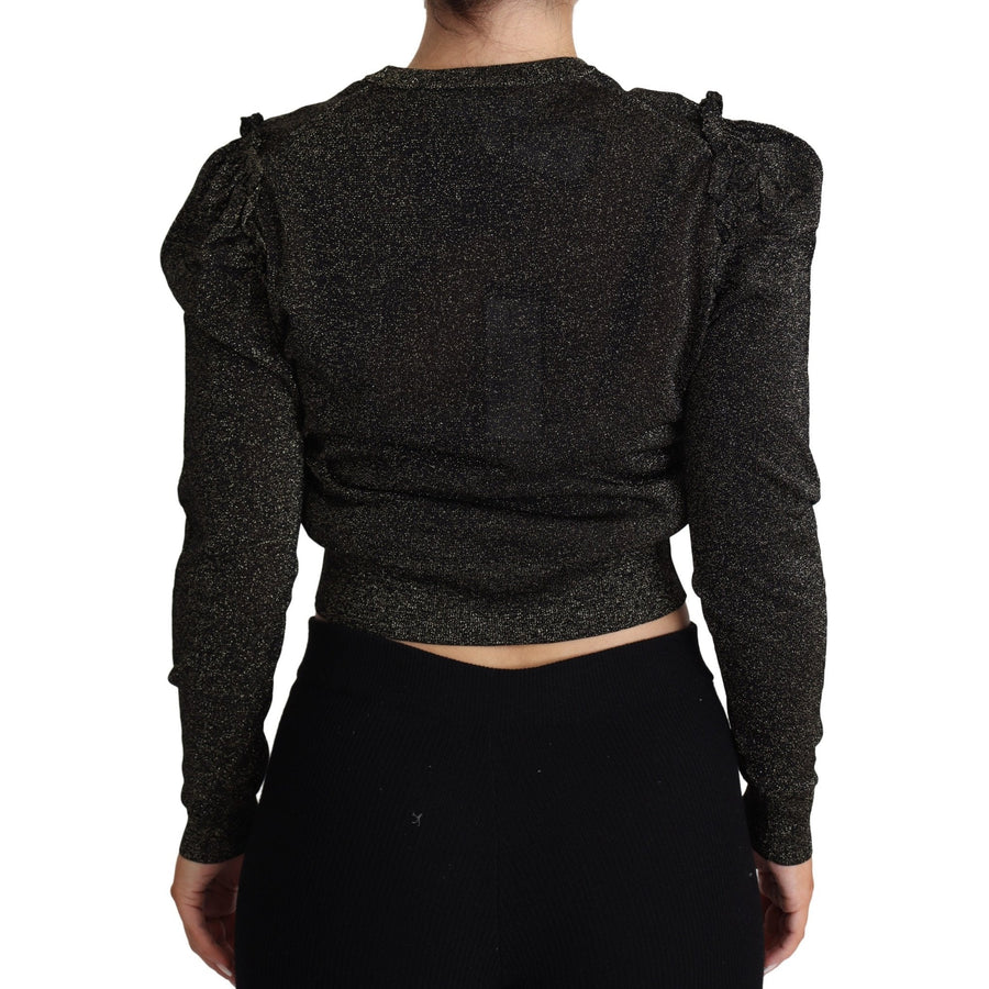 Dolce & Gabbana Black Gold Cropped Women Pullover Sweater - Paris Deluxe