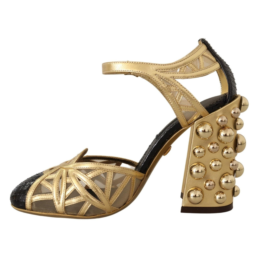 Dolce & Gabbana Elegant Crystal Studded Leather Pumps