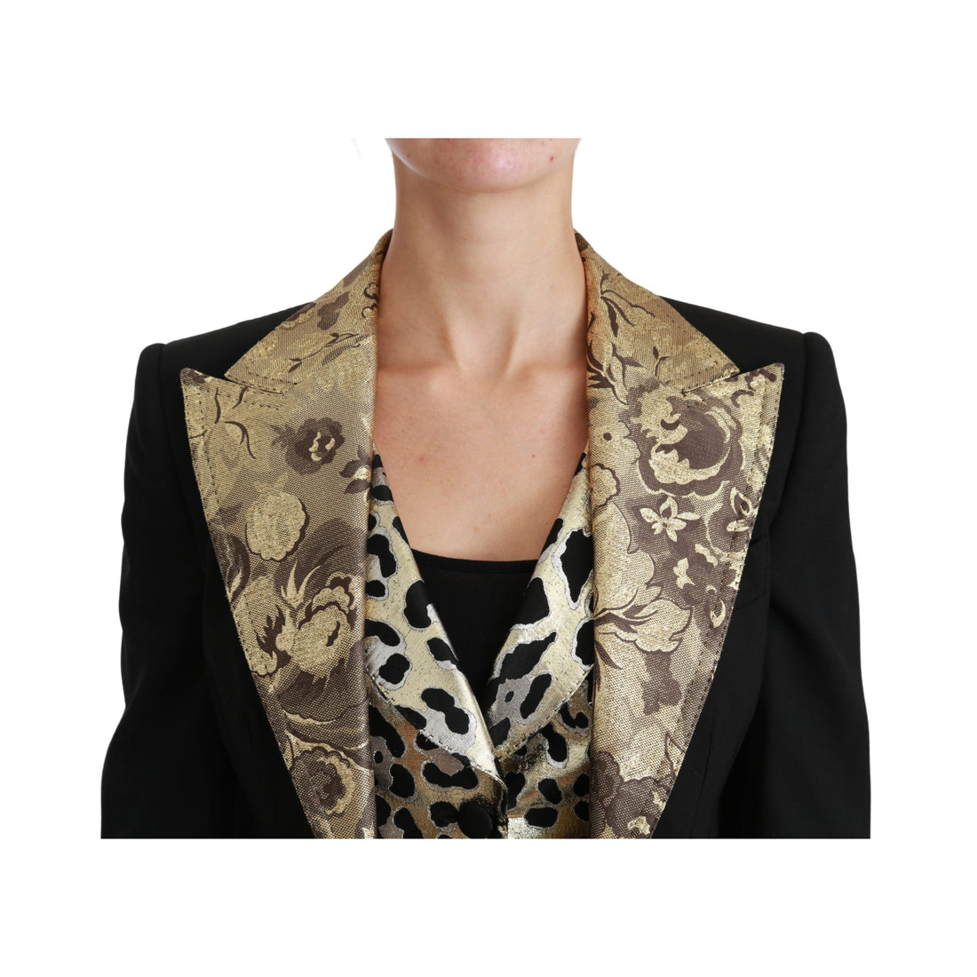 Dolce & Gabbana Black Jacquard Vest Blazer Coat Wool Jacket - Paris Deluxe