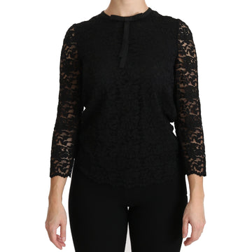 Dolce & Gabbana Black Lace Long Sleeve Nylon Blouse - Paris Deluxe