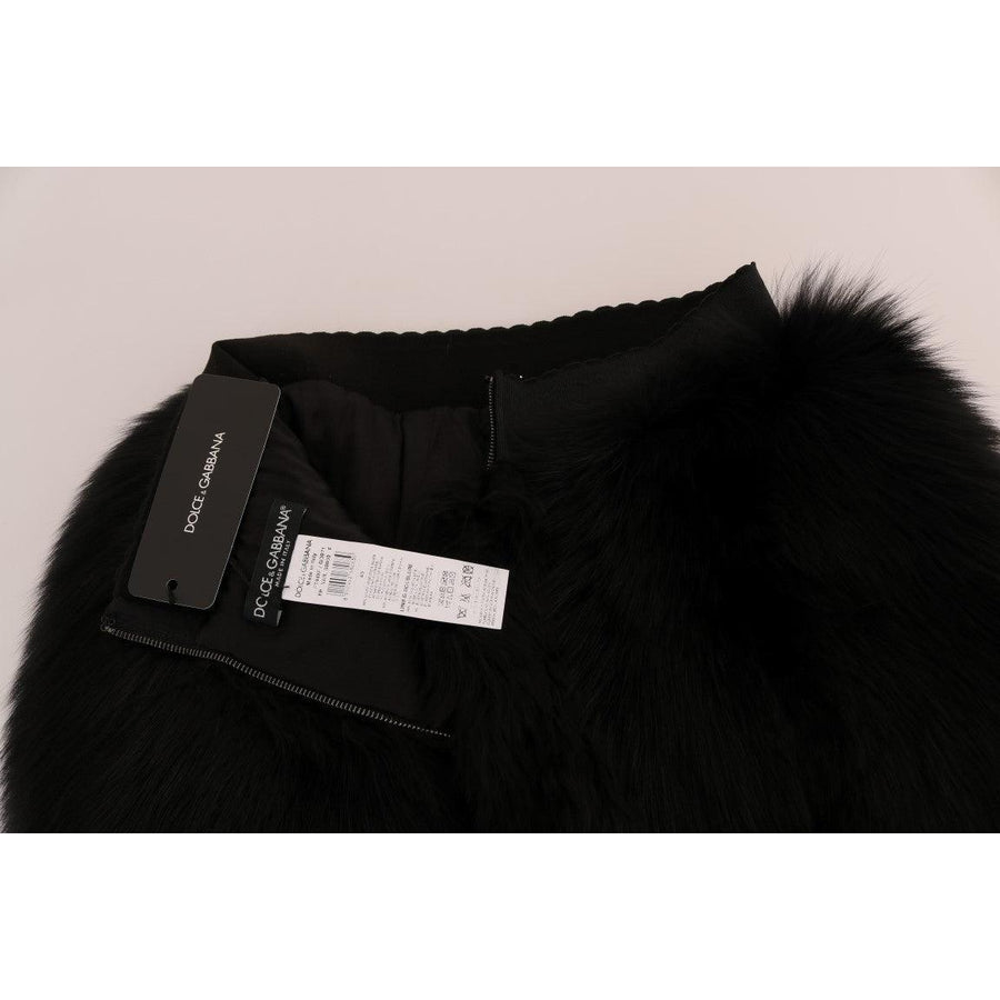 Dolce & Gabbana Black Lamb Fox Fur Mini Hot Pants - Paris Deluxe