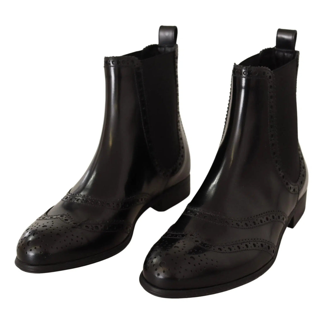 Dolce & Gabbana Elegant Black Ankle Wingtip Oxford Boots