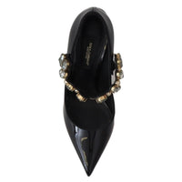 Dolce & Gabbana Elegant Black Leather Crystal Pumps