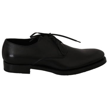 Dolce & Gabbana Black Leather Derby Formal Dress Shoes - Paris Deluxe