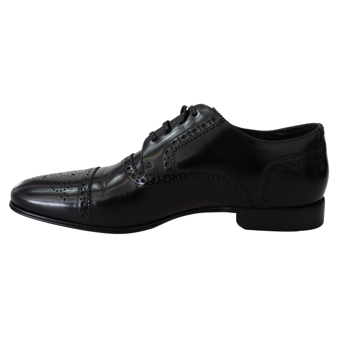 Dolce & Gabbana Black Leather Men Derby Formal Loafers Shoes - Paris Deluxe