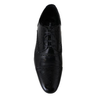 Dolce & Gabbana Black Leather Men Derby Formal Loafers Shoes - Paris Deluxe