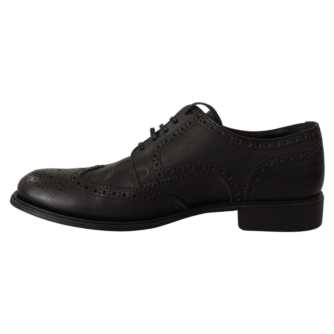 Dolce & Gabbana Elegant Black Leather Derby Wingtip Shoes