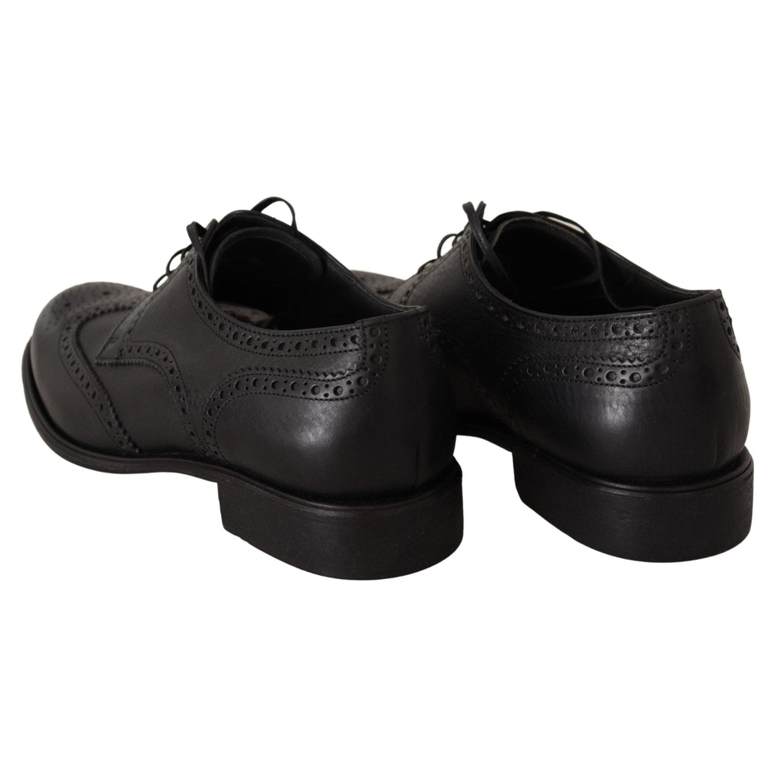 Dolce & Gabbana Elegant Black Leather Derby Wingtip Shoes