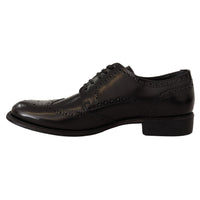 Dolce & Gabbana Black Leather Oxford Wingtip Formal Shoes