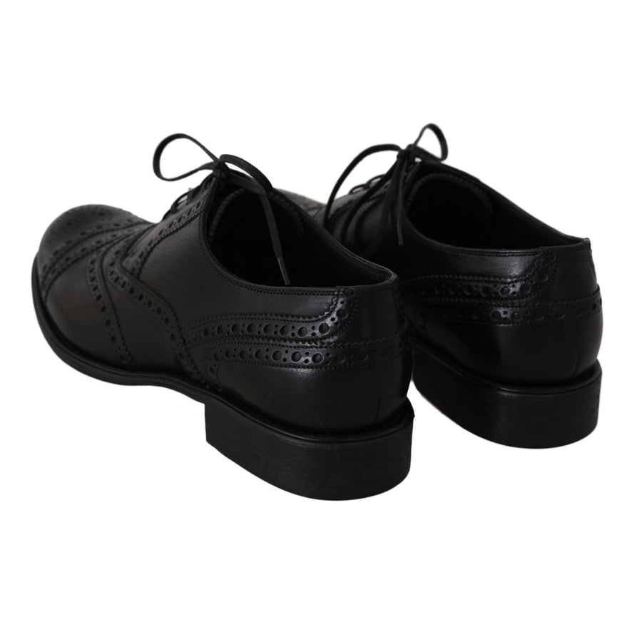 Dolce & Gabbana Black Leather Wingtip Oxford Dress Shoes - Paris Deluxe