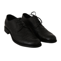 Dolce & Gabbana Black Leather Wingtip Oxford Dress Shoes - Paris Deluxe