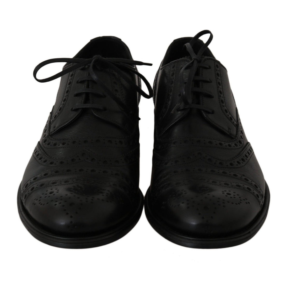 Dolce & Gabbana Black Leather Wingtip Oxford Dress Shoes - Paris Deluxe