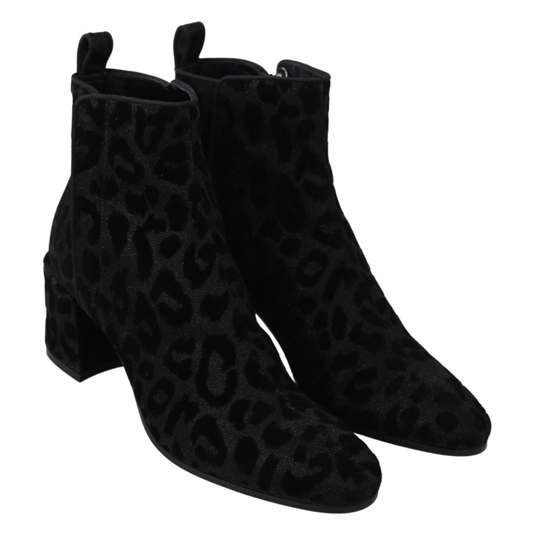 Dolce & Gabbana Elegant Black Leopard Print Short Boots