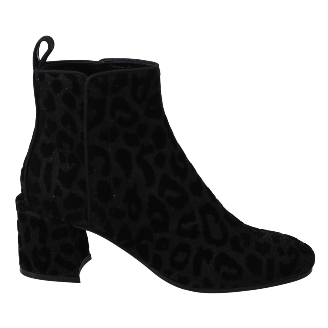 Dolce & Gabbana Elegant Black Leopard Print Short Boots