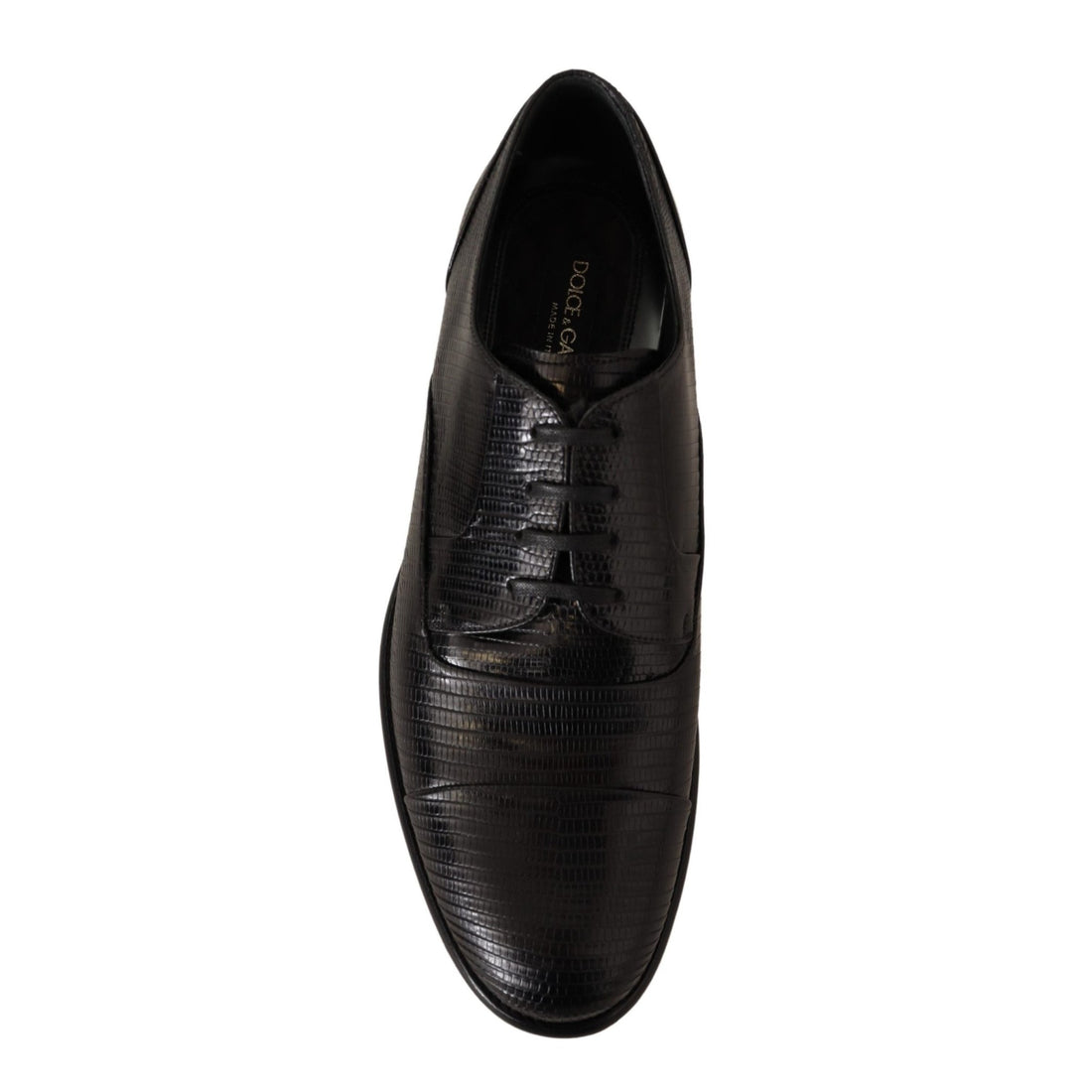 Dolce & Gabbana Black Lizard Leather Derby Dress Shoes - Paris Deluxe