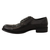 Dolce & Gabbana Black Lizard Leather Derby Dress Shoes - Paris Deluxe