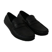 Dolce & Gabbana Black Lizard Leather Flat Loafers Shoes - Paris Deluxe